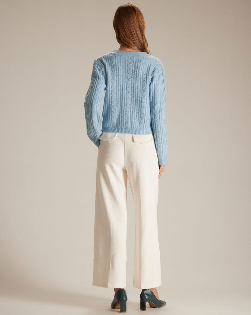 The V-Neck Cable Cardigan Tops - RIHOAS