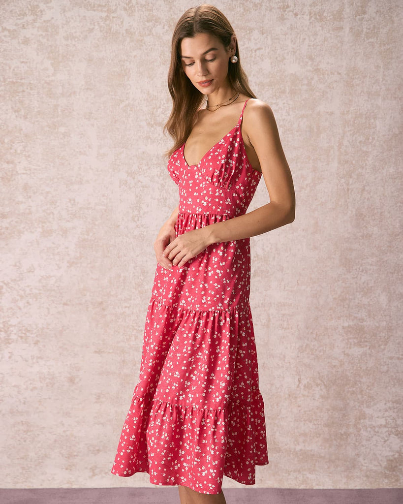 The V-Neck Floral Tiered Dress Dresses - RIHOAS