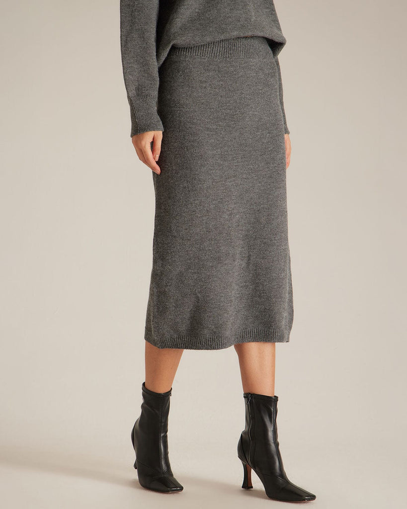 The V-Neck Gray Sweater Suit Two-Piece Outfits - RIHOAS
