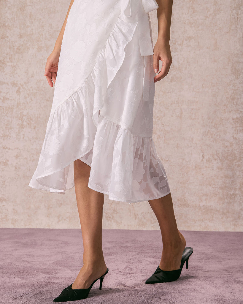 The V-Neck Jacquard Wrap Dress Dresses - RIHOAS