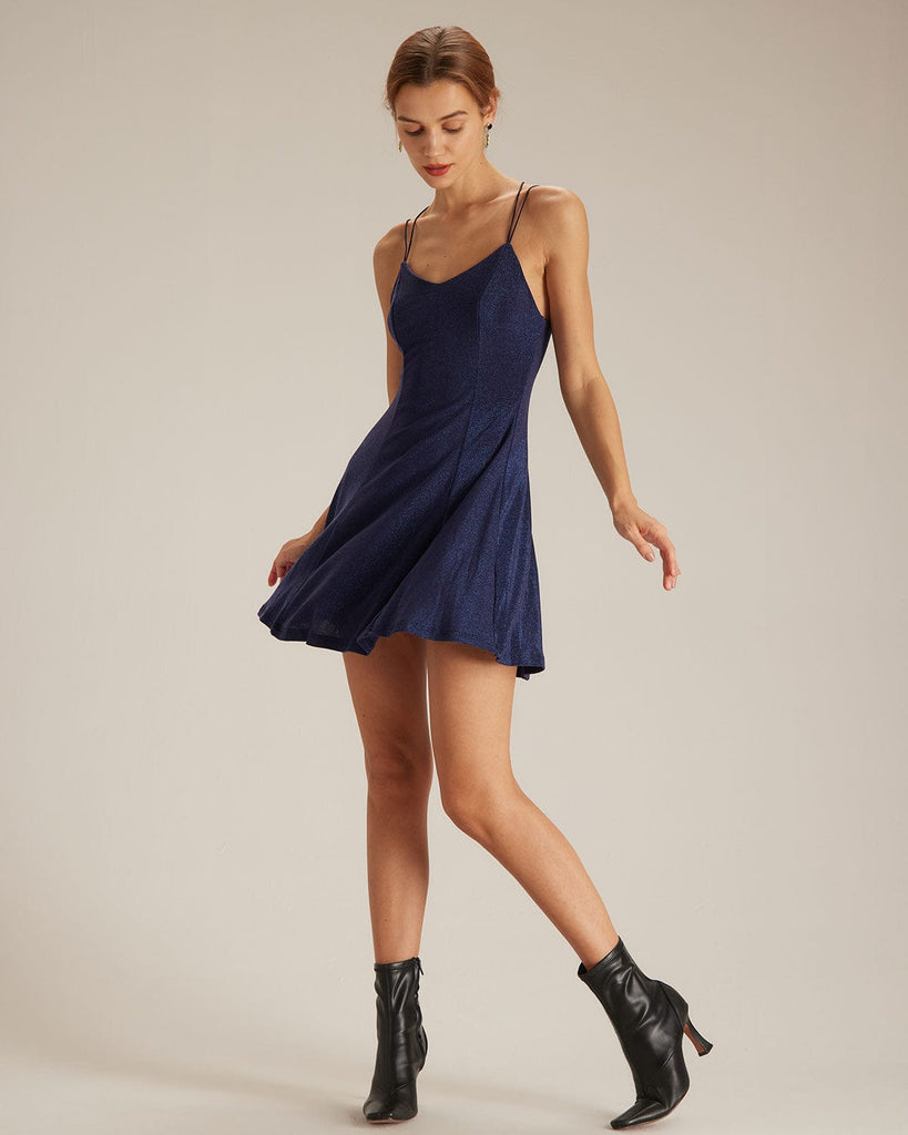 The V-Neck Lurex Mini Dress Dresses - RIHOAS