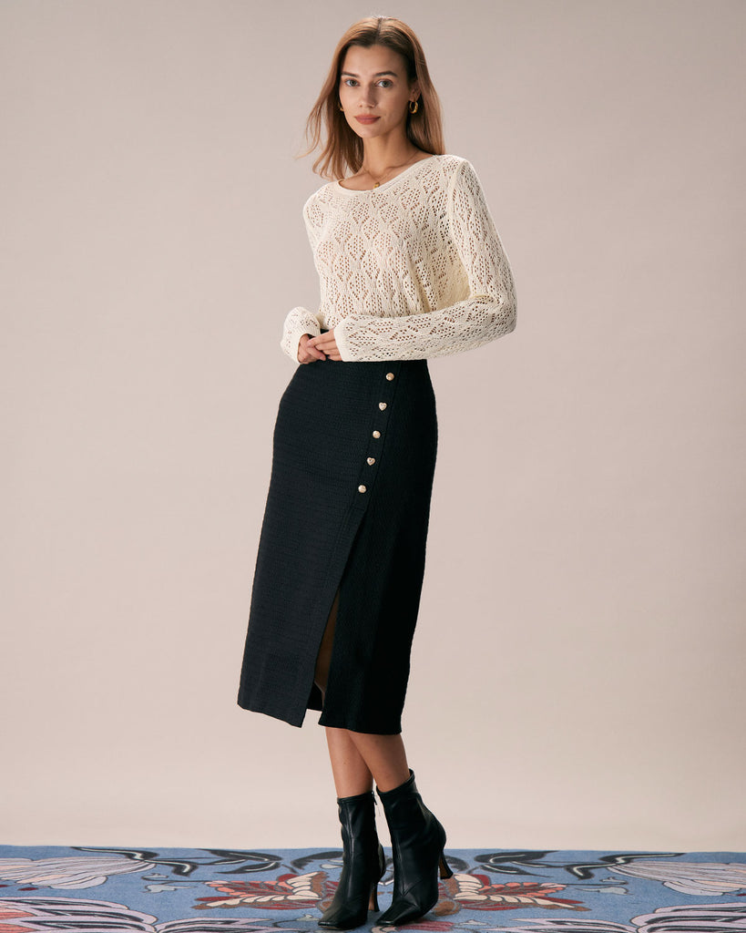 The V-Neck Mesh Knit Top Tops - RIHOAS