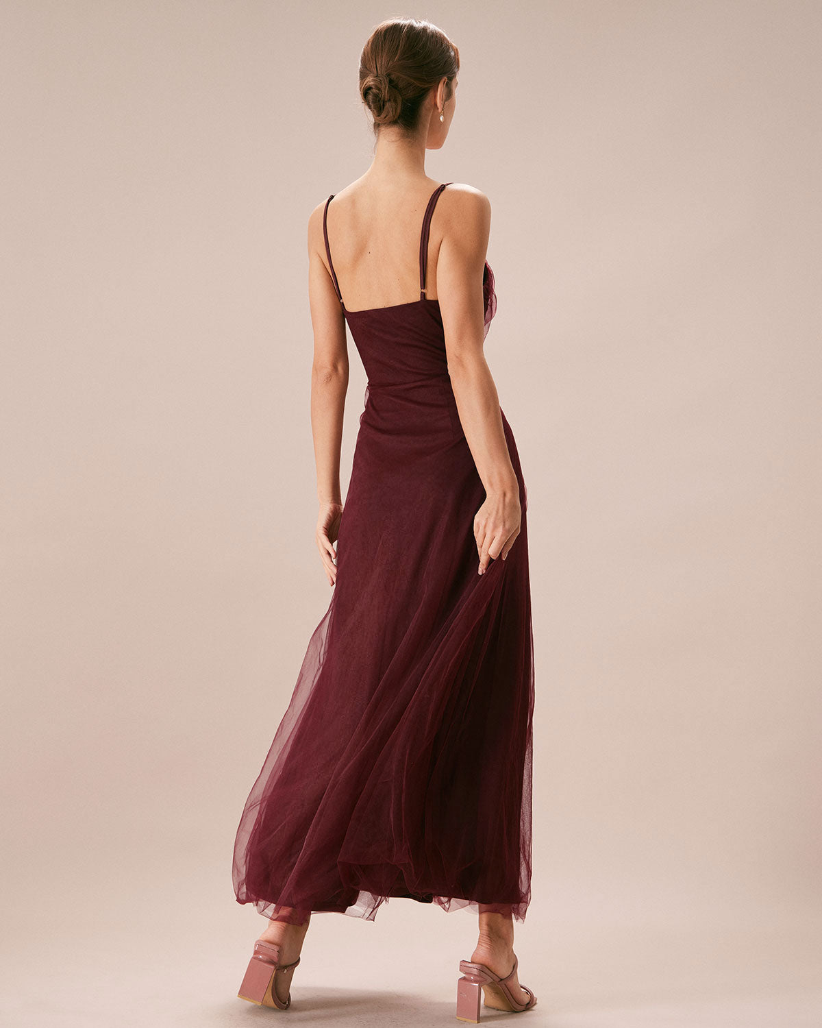 The Wine Red V Neck Mesh Wrap Maxi Dress & Reviews - Wine Red - Dresses | RIHOAS The Wine Red V Neck Mesh Wrap Maxi Dress & Reviews - Wine Red - Dresses | RIHOAS
