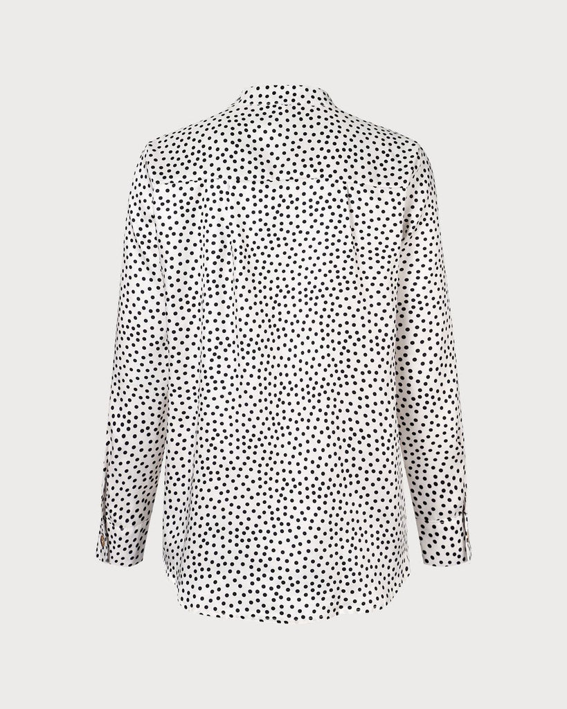 The V-Neck Polka Dot Blouse Tops - RIHOAS