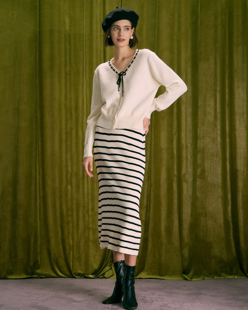 The V-Neck Tie Button Cardigan Tops - RIHOAS