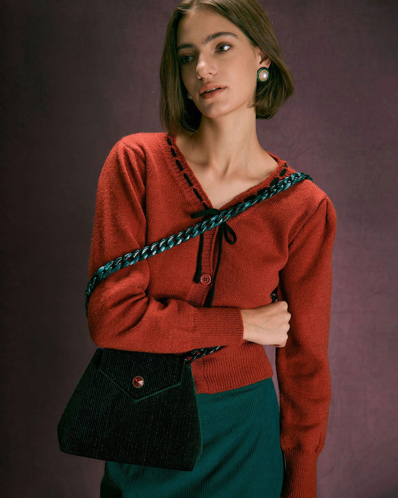 The V-Neck Tie Button Cardigan Tops - RIHOAS