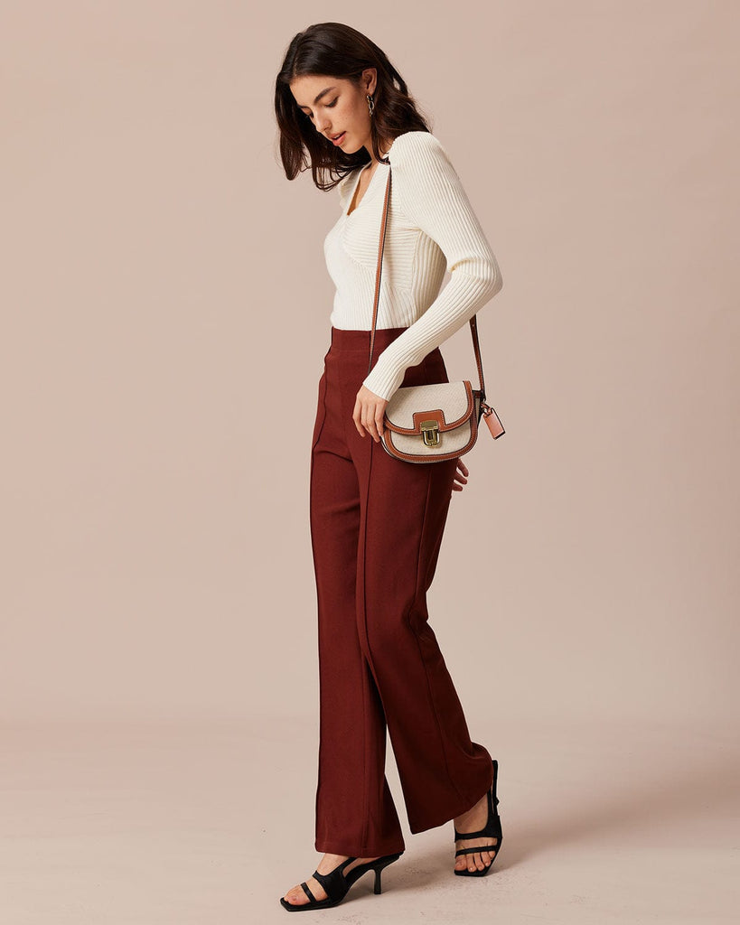 The V-Neck Twist Front Knit Top Tops - RIHOAS
