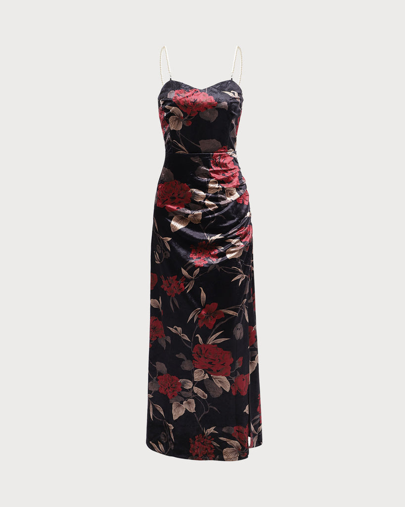 The Velvet Floral Slip Dress Dresses - RIHOAS