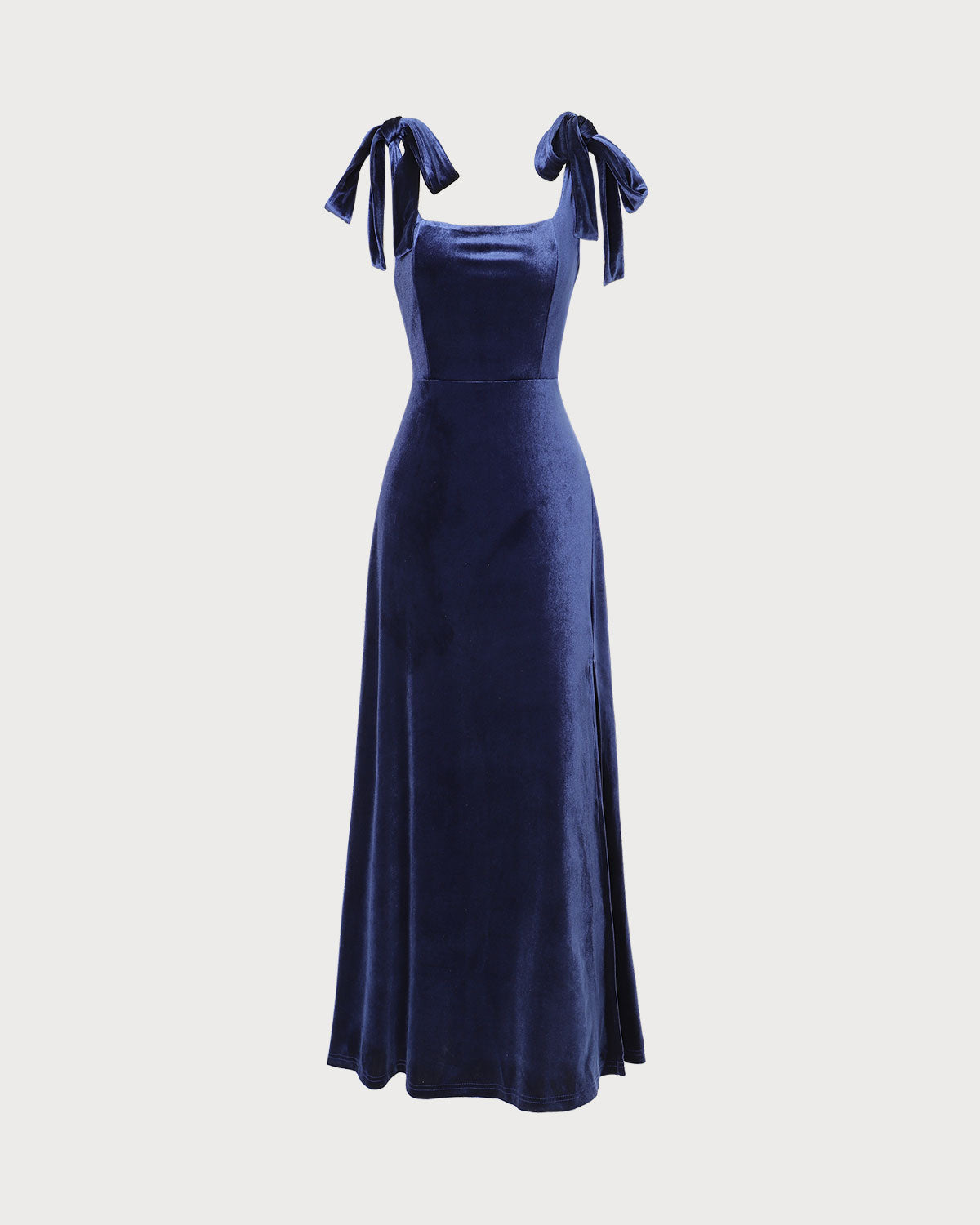 The Navy Tie Shoulder Velvet Maxi Dress & Reviews - Navy - Dresses | RIHOAS