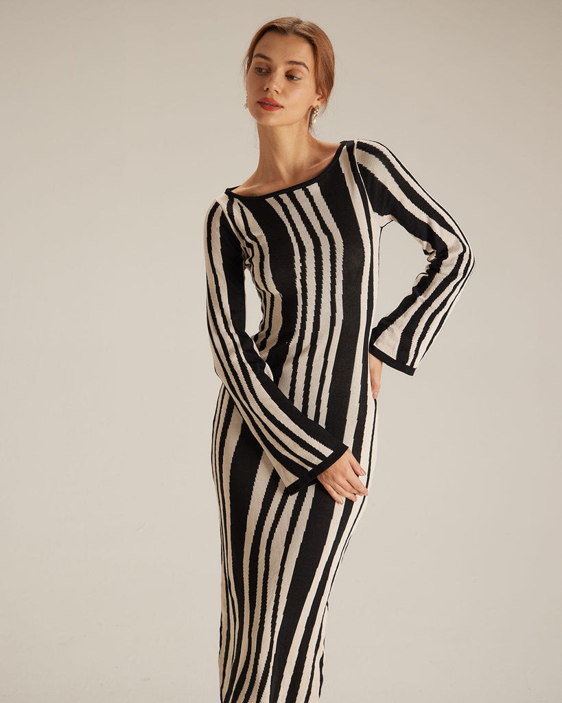 The Vertical Striped Slim Fit Dress Dresses - RIHOAS