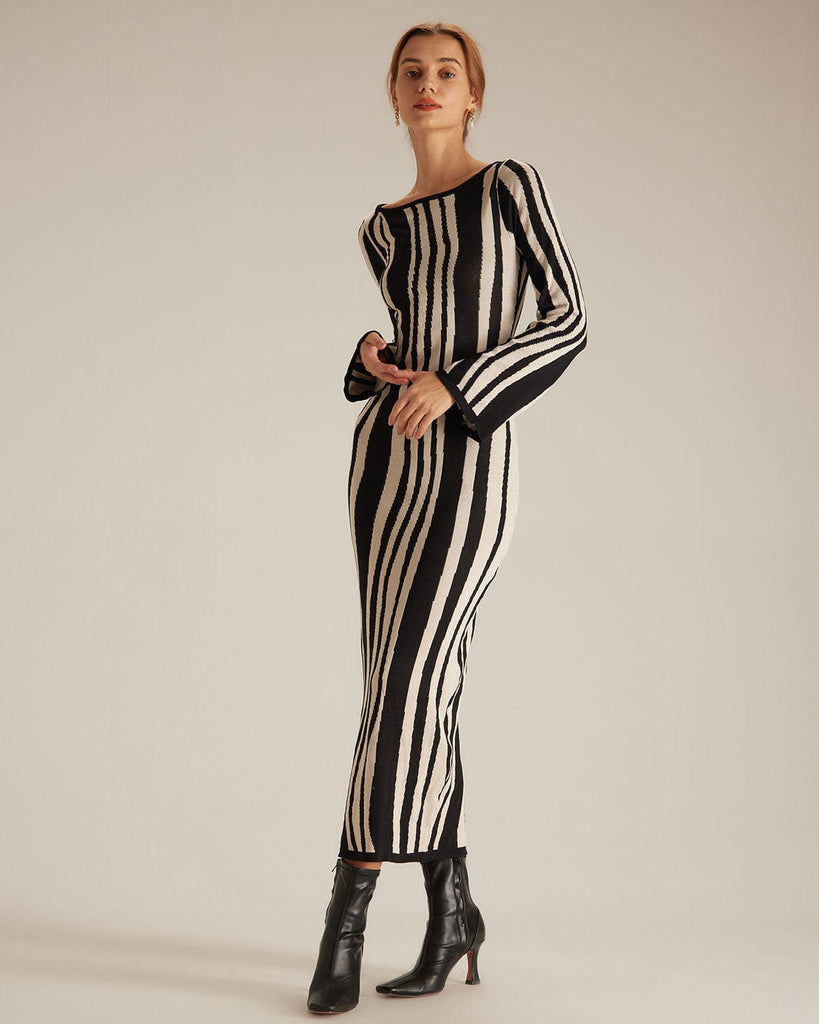The Vertical Striped Slim Fit Dress Dresses - RIHOAS