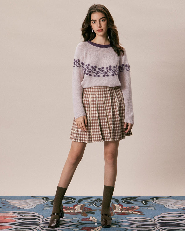 The Vintage Contrast Jacquard Sweater Tops - RIHOAS