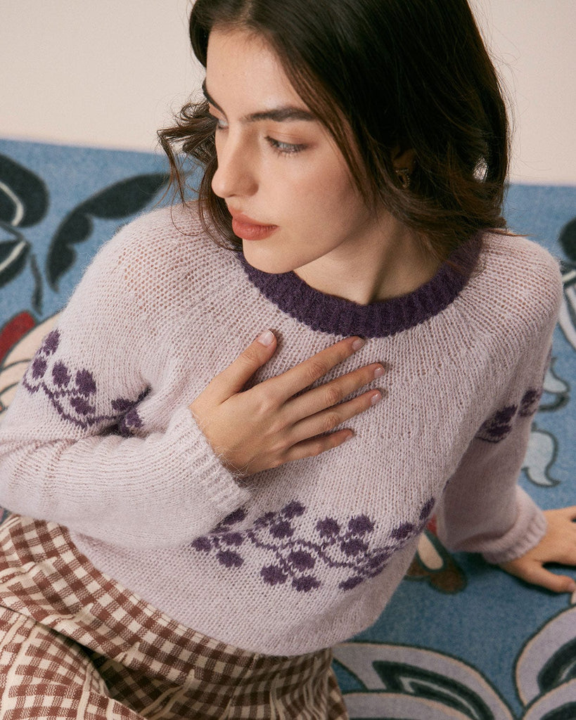 The Vintage Contrast Jacquard Sweater Tops - RIHOAS