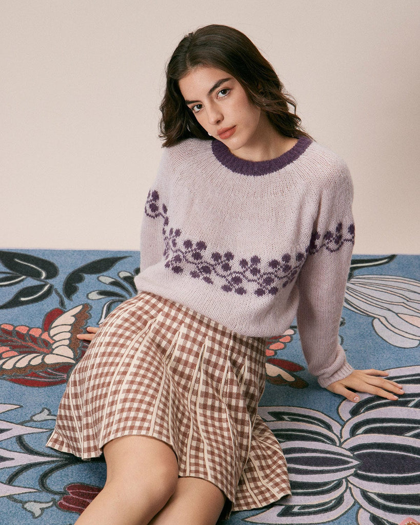 The Vintage Contrast Jacquard Sweater Tops - RIHOAS