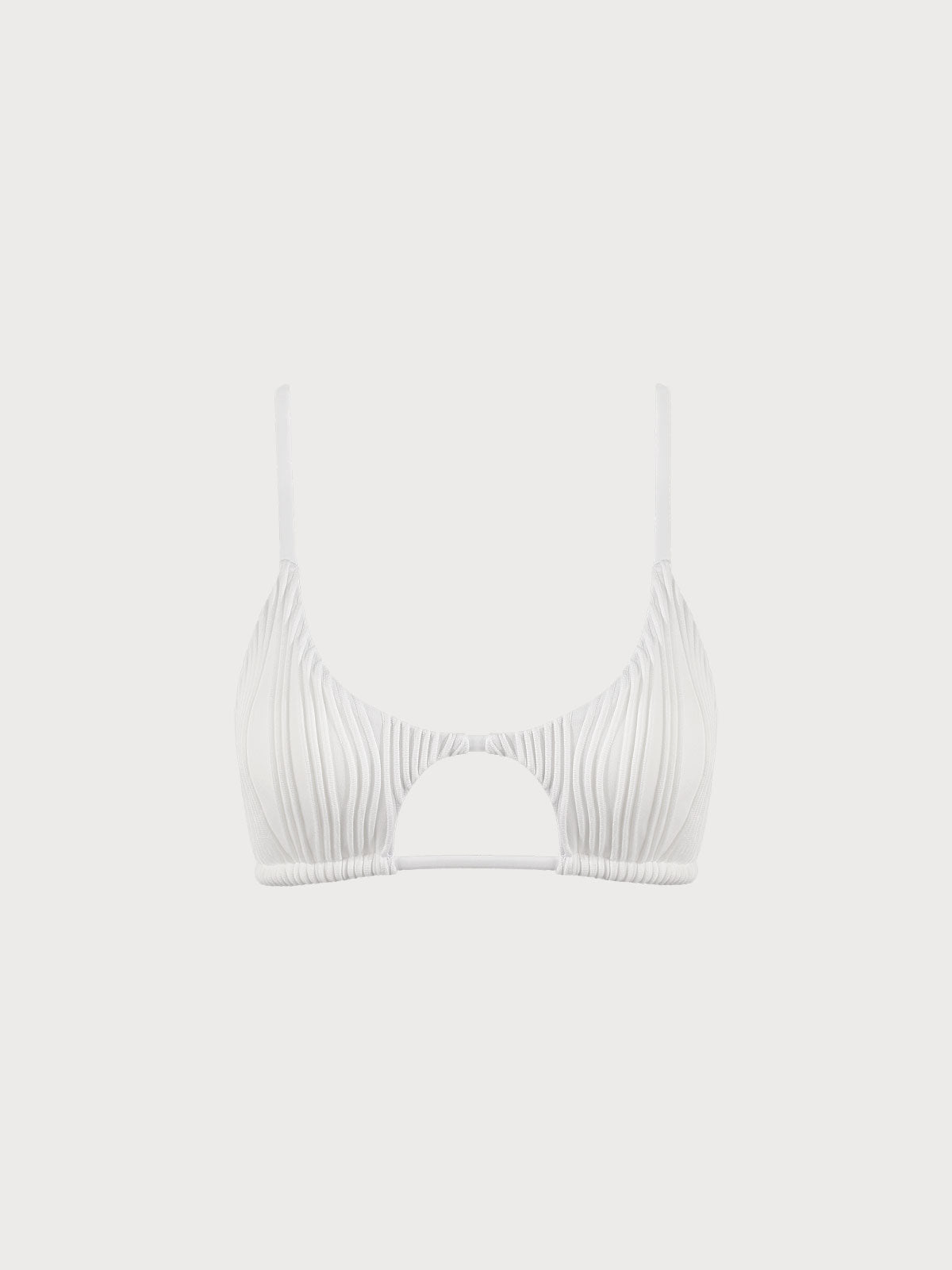 The Water Ripple Cut-Out Bikini Top White Bikinis - RIHOAS