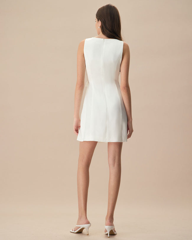 White boat neck dress hotsell