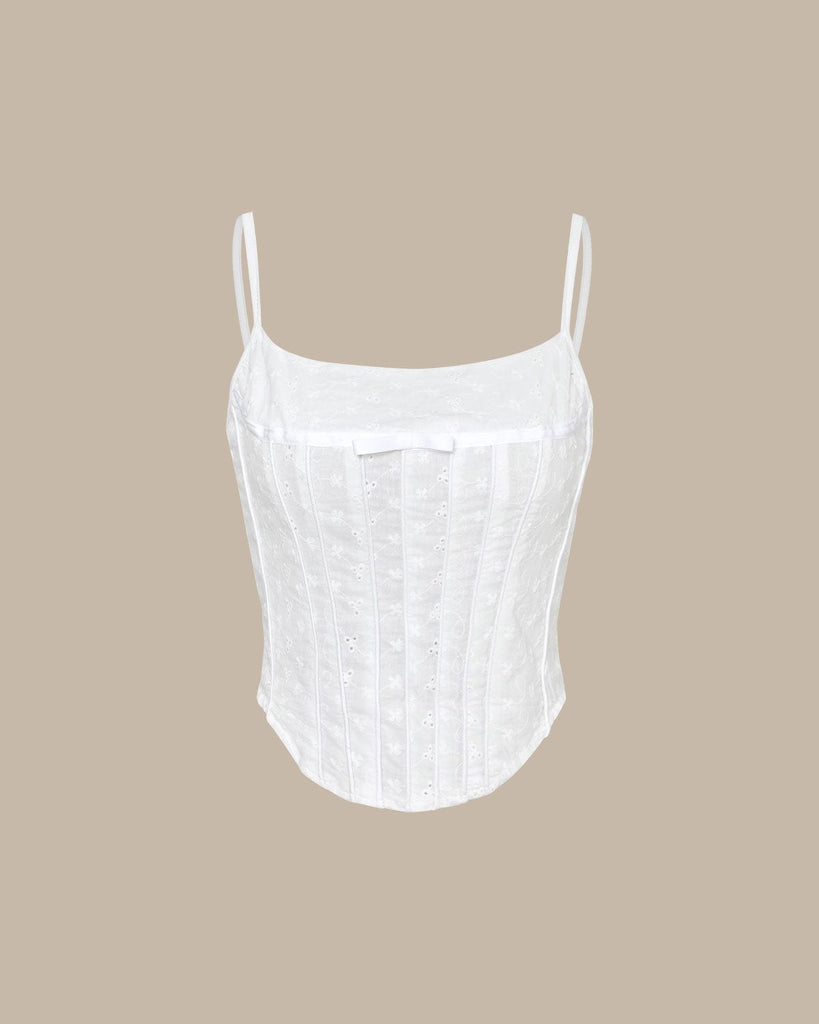 The White Embroidery Cami Top Tops - RIHOAS