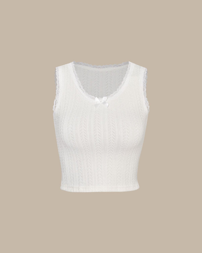 The White Ribbed Knit Tank Top Tops - RIHOAS