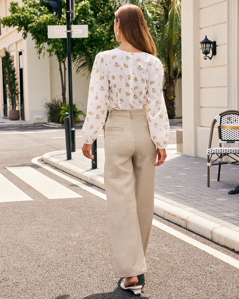 The White V-Neck Lace Floral Blouse Tops - RIHOAS