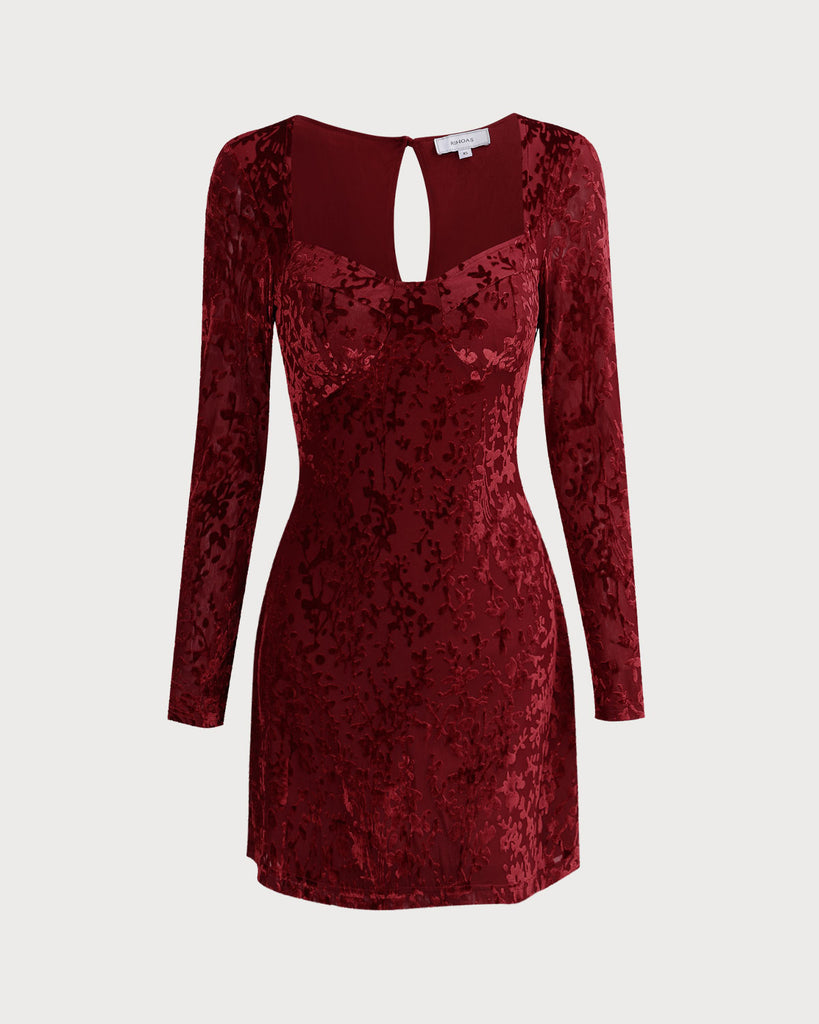 The Wine Red Sweetheart Neck Mini Dress Dresses - RIHOAS