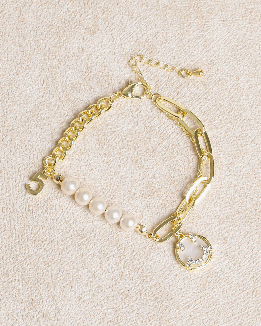 Gold Alloy Pearl Bracelet