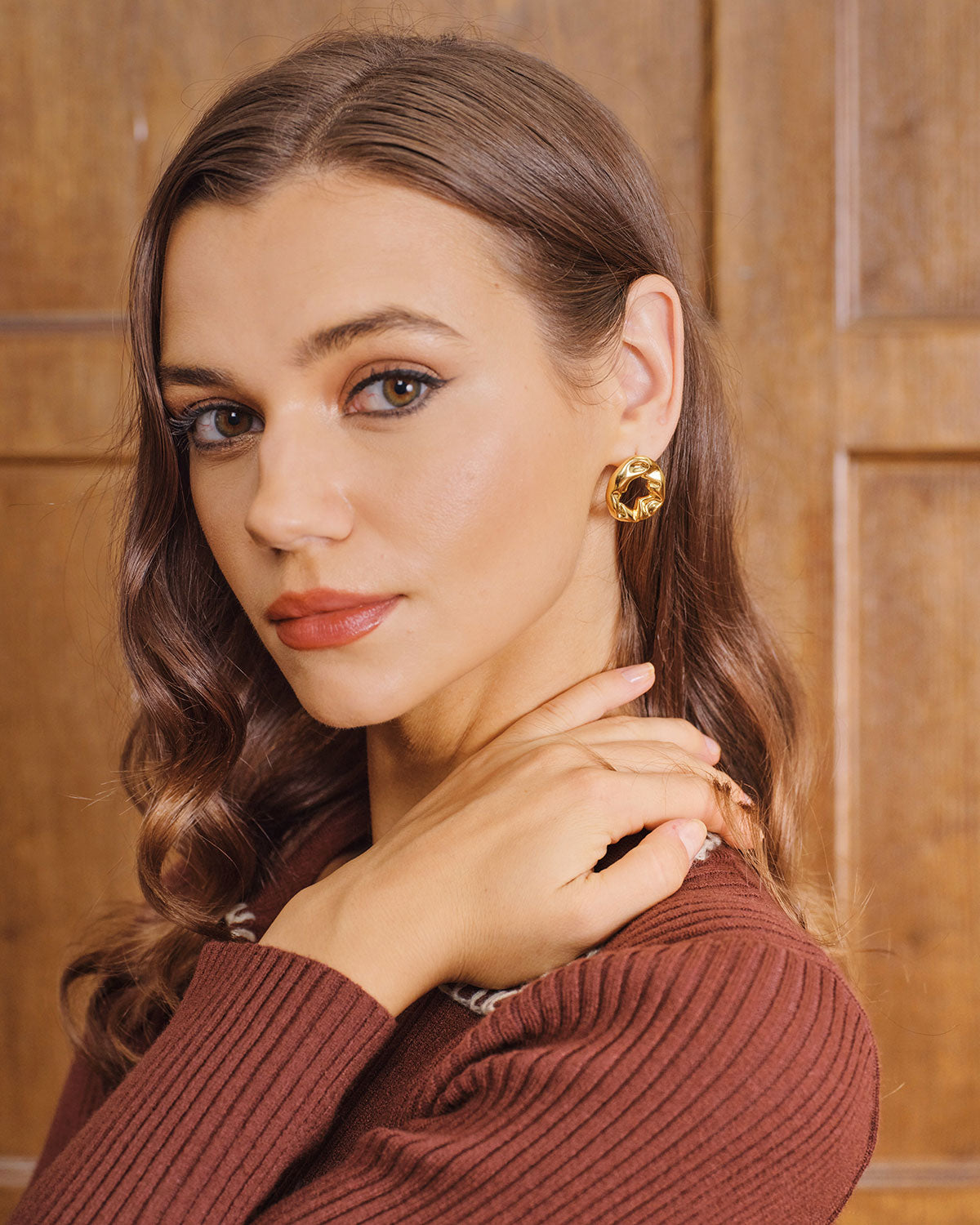 Women Copper Earrings Gold Earrings - RIHOAS