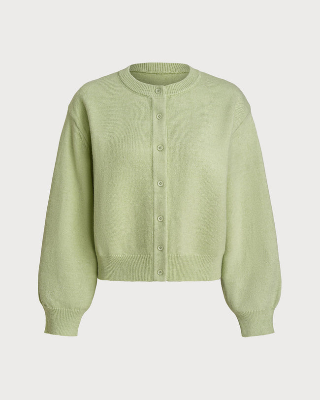 Women Knitted Acrylic Cardigans Green Tops - RIHOAS