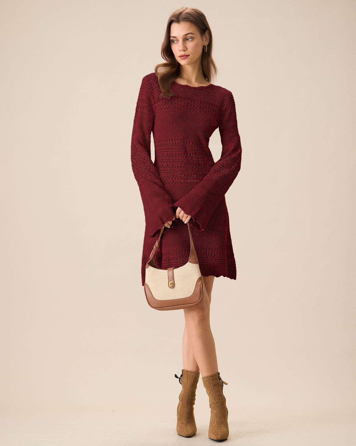 Wine Red Bell Sleeve A-Line Sweater Dress & Reviews - Wine Red - Dresses Wine Red Bell Sleeve A-Line Sweater Dress & Reviews - Wine Red - Dresses