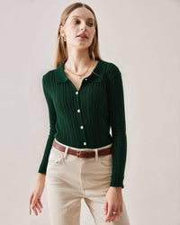 Women Knitted Acrylic Sweaters Green Tops - RIHOAS