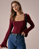 Women Knitted Acrylic Tees Tops - RIHOAS