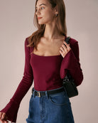 Women Knitted Acrylic Tees Tops - RIHOAS
