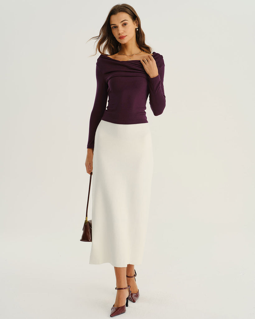 Women Knitted Cotton Blend Tee Tops - RIHOAS