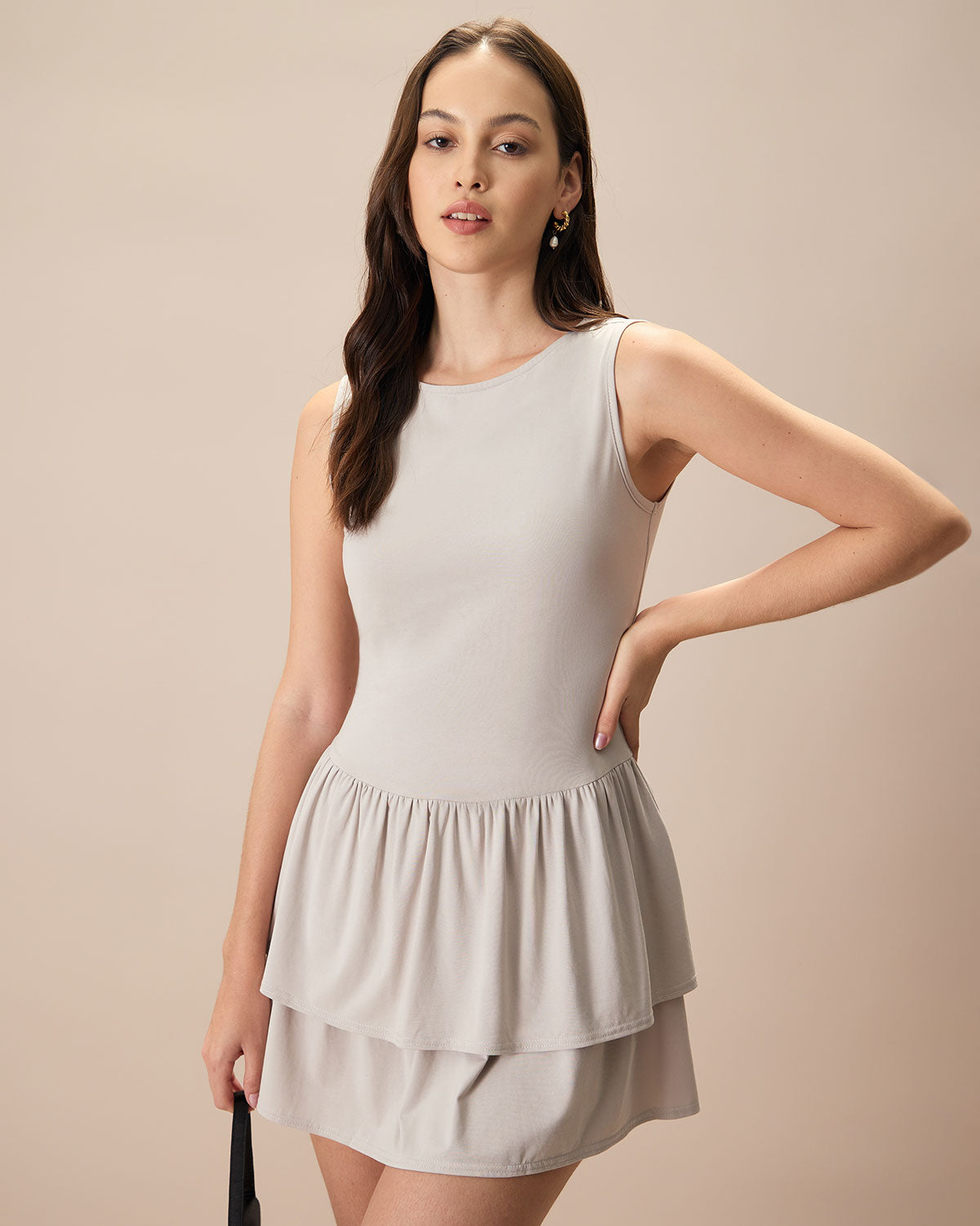Women Knitted Cotton Dresses Grey Dresses - RIHOAS