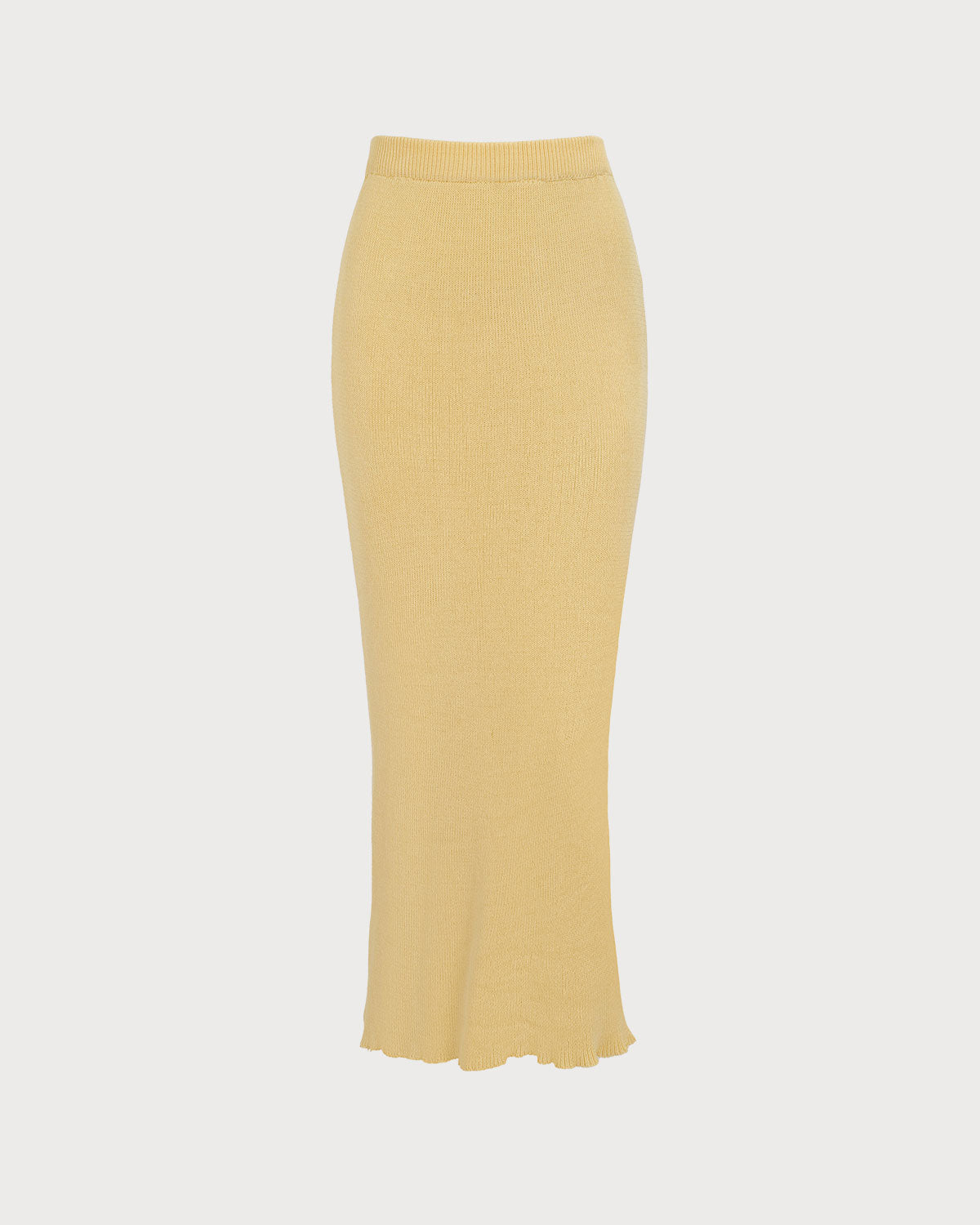 Women s Yellow Ribbed Knit Maxi Skirt Reviews Yellow Bottoms RIHOAS