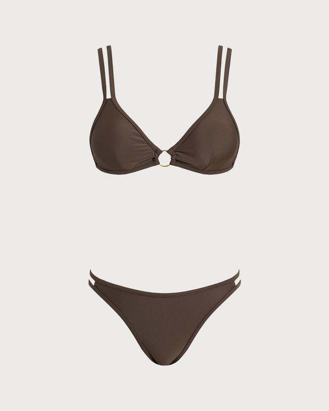 Women Knitted Nylon Bikini Sets Dark Coffee Bikinis - RIHOAS