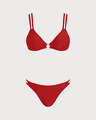 Women Knitted Nylon Bikini Sets Red Bikinis - RIHOAS