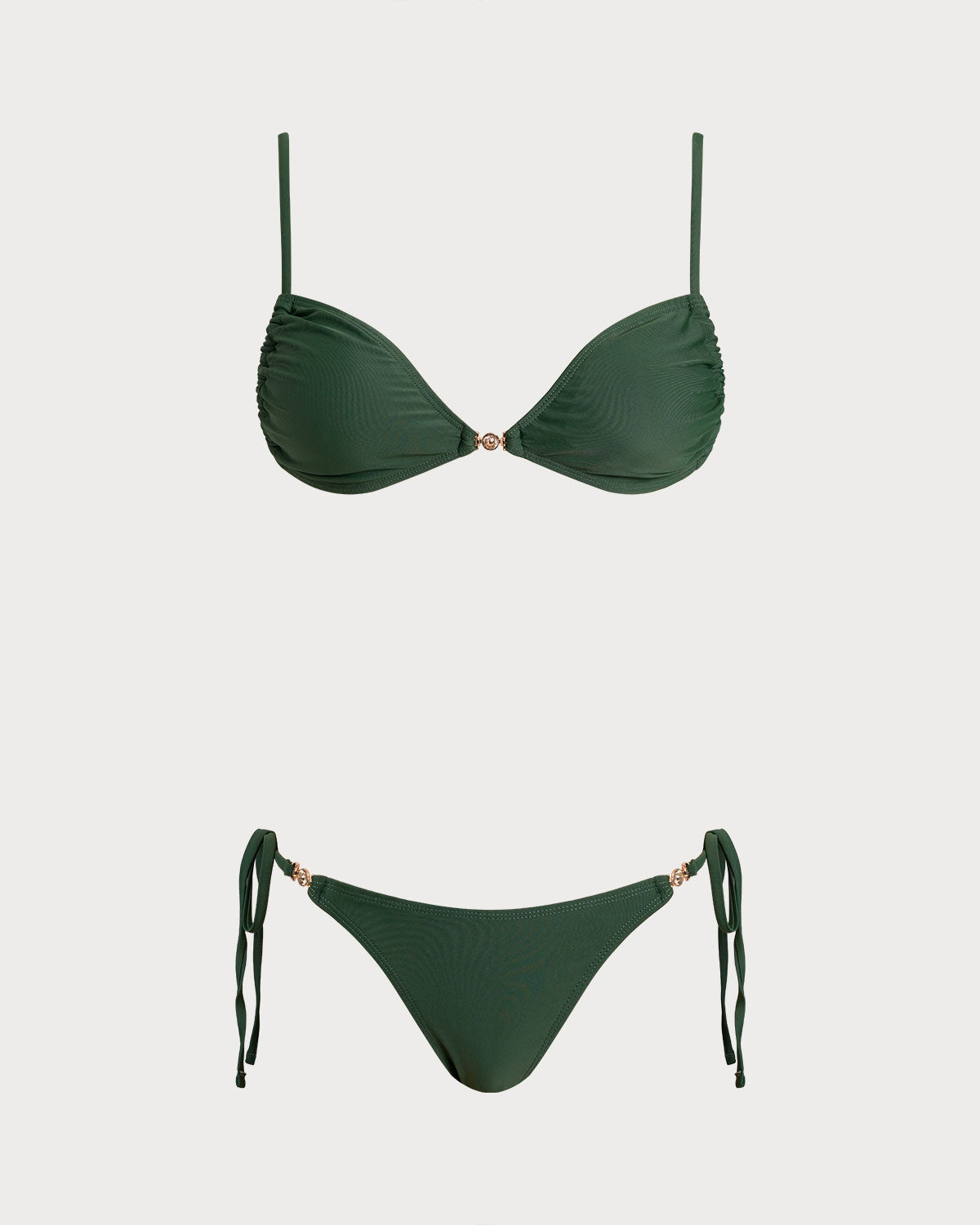 Women Knitted Nylon Blended Bikini Sets Dark Green Bikinis - RIHOAS