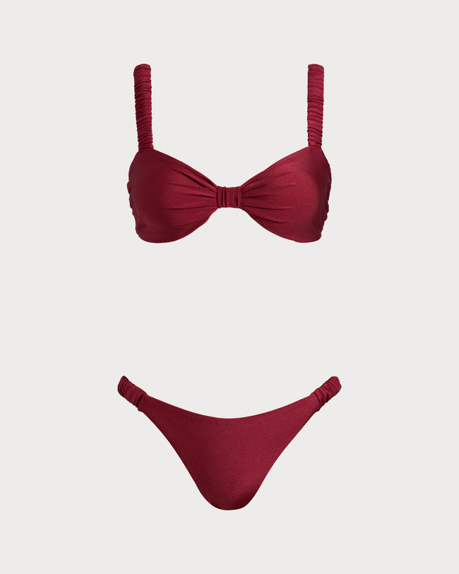 Women Knitted Nylon Blended Bikini Sets Red Bikinis - RIHOAS