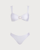 Women Knitted Nylon Blended Bikini Sets White Bikinis - RIHOAS