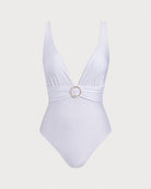 Women Knitted Nylon Blended One-Pieces White One-Pieces - RIHOAS