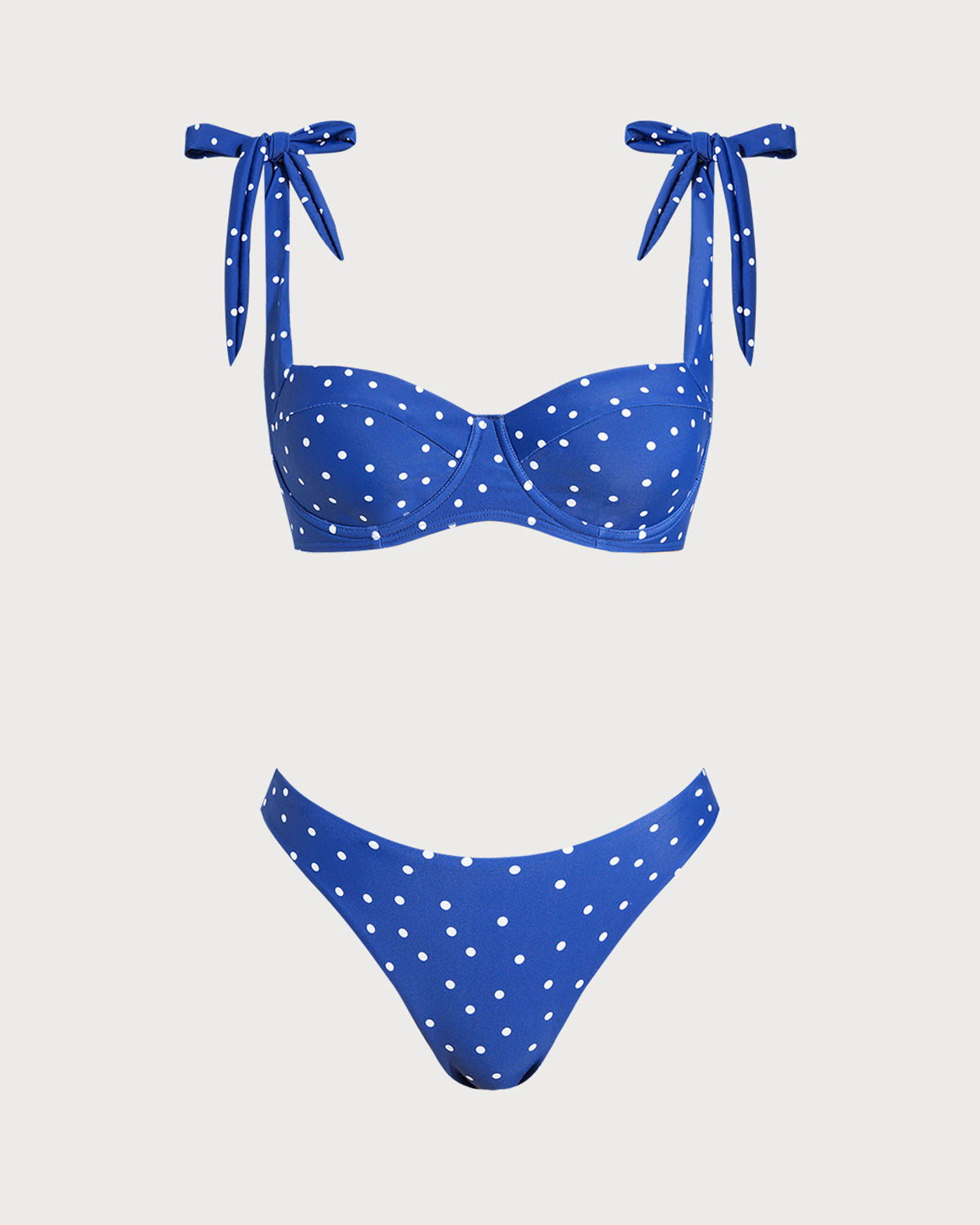 Women Knitted Nylon Blended Polka Dots Bikini Sets Blue Bikinis - RIHOAS