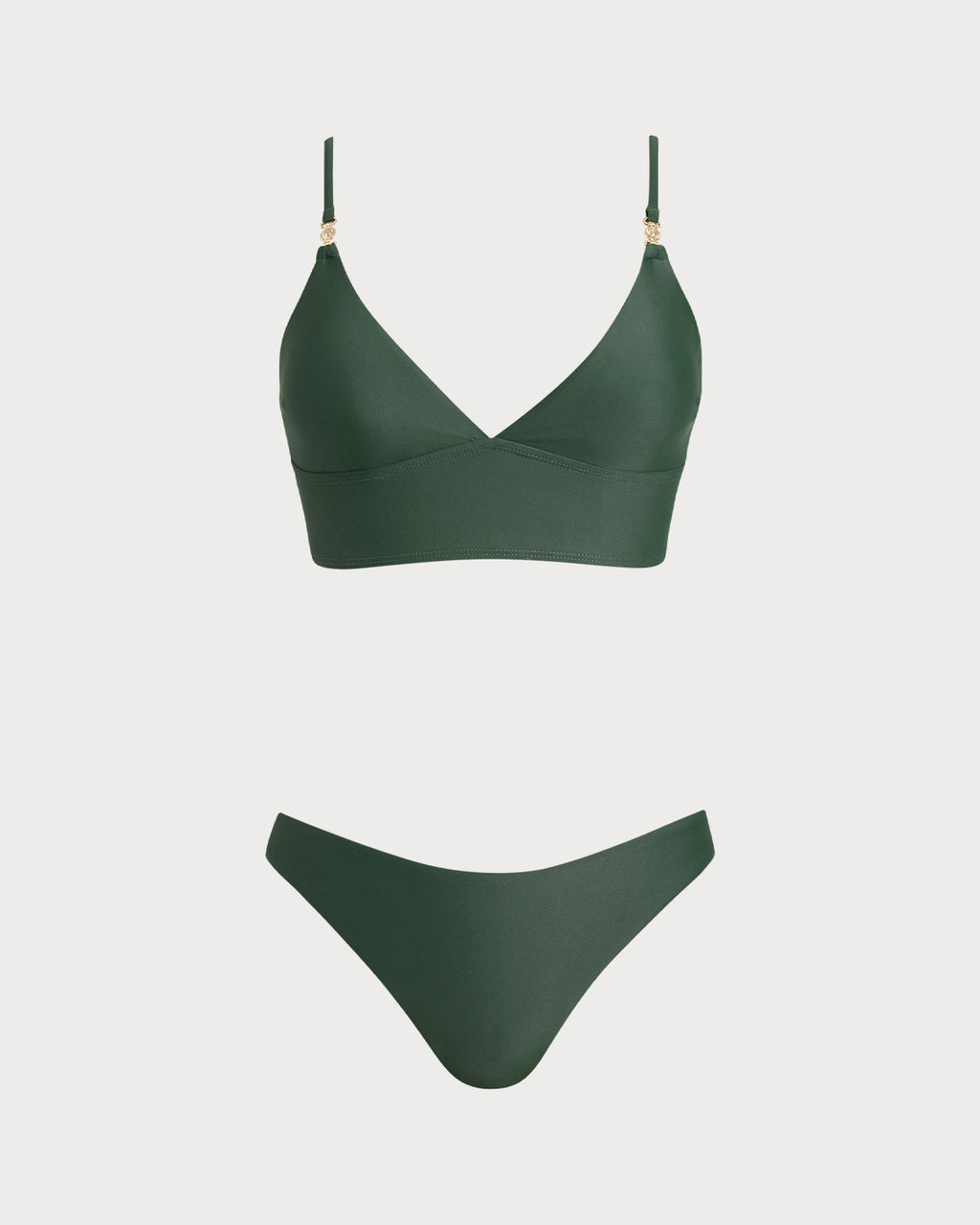 Women Knitted Nylon Blended Tankini Sets Dark Green Tankinis - RIHOAS