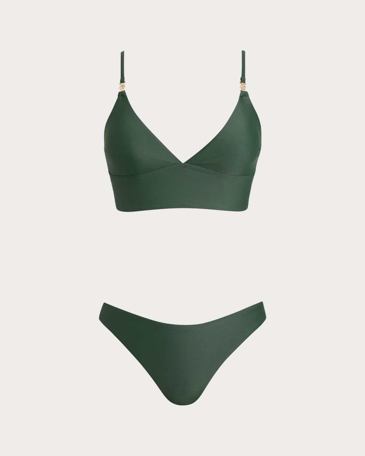 Women Knitted Nylon Blended Tankini Sets Dark Green Tankinis - RIHOAS