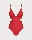 Women Knitted Nylon One-pieces Red One-Pieces - RIHOAS