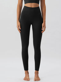 Women Knitted Nylon Yoga Leggings Black Yoga Bottoms - RIHOAS