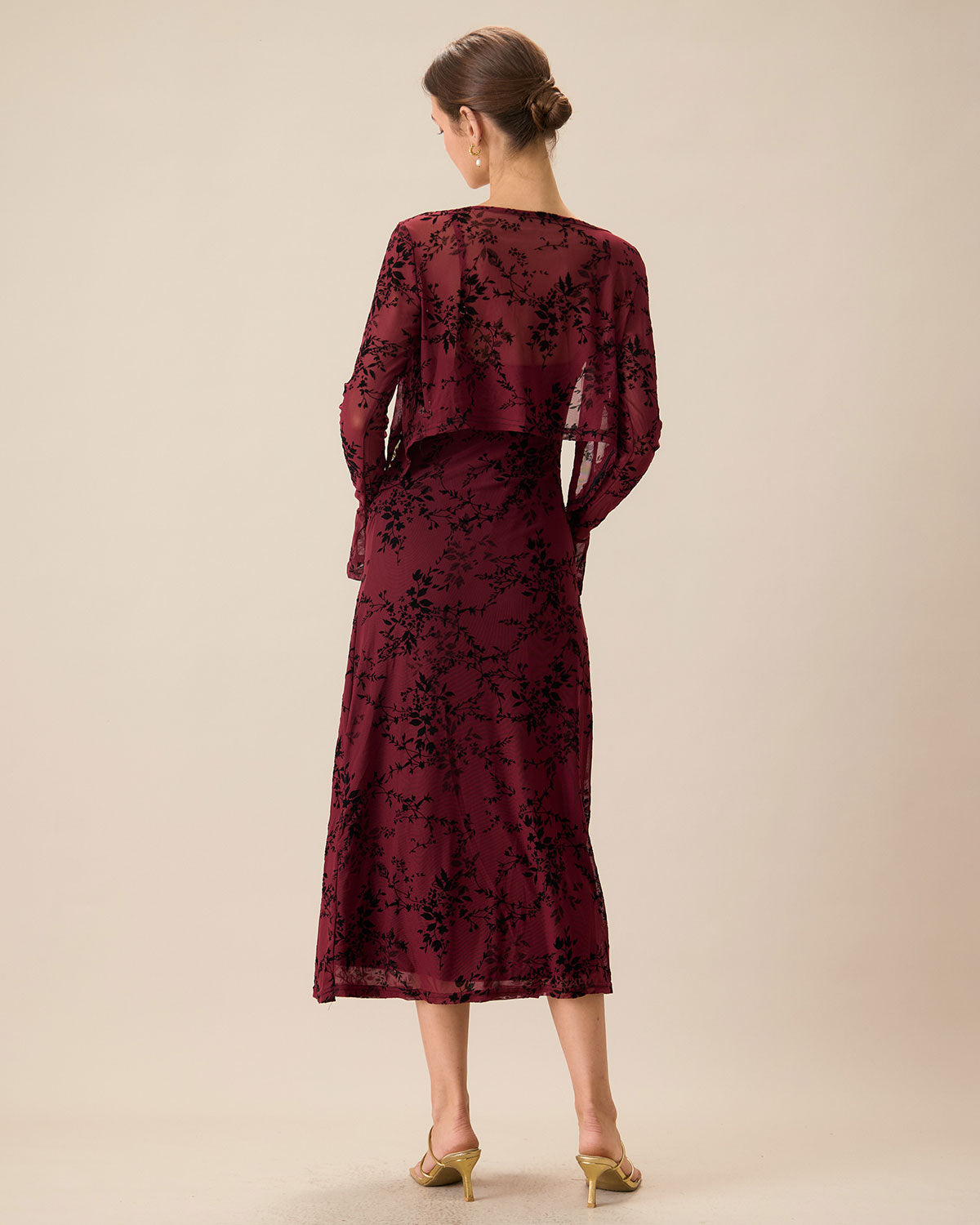 Women's Red Floral Bodycon Slip Midi Dress & Reviews - Wine Red - Dresses