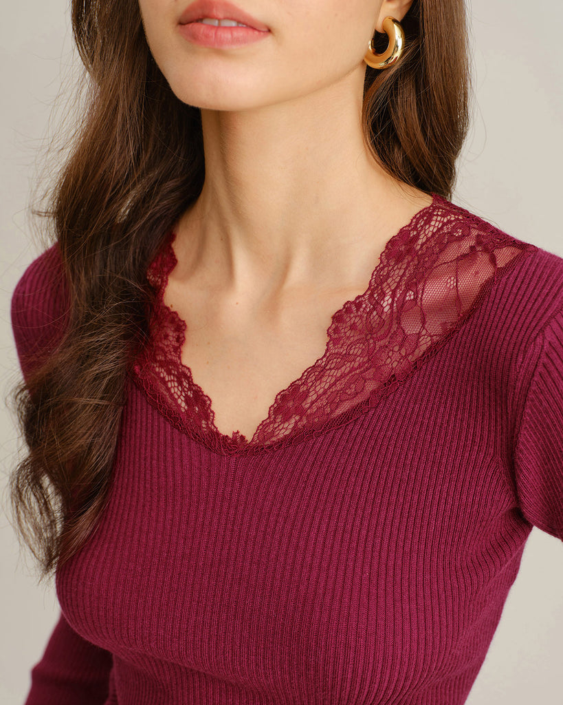 Women Knitted Polyester Knits Tops - RIHOAS