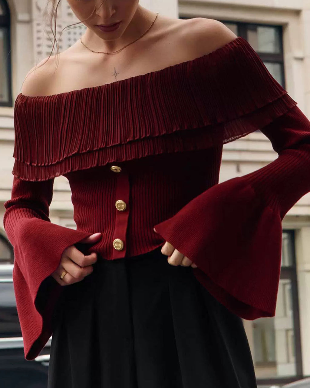 Women Knitted Polyester Knits Tops - RIHOAS