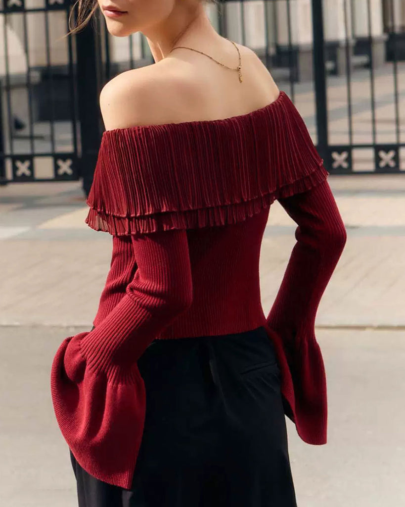 Women Knitted Polyester Knits Tops - RIHOAS