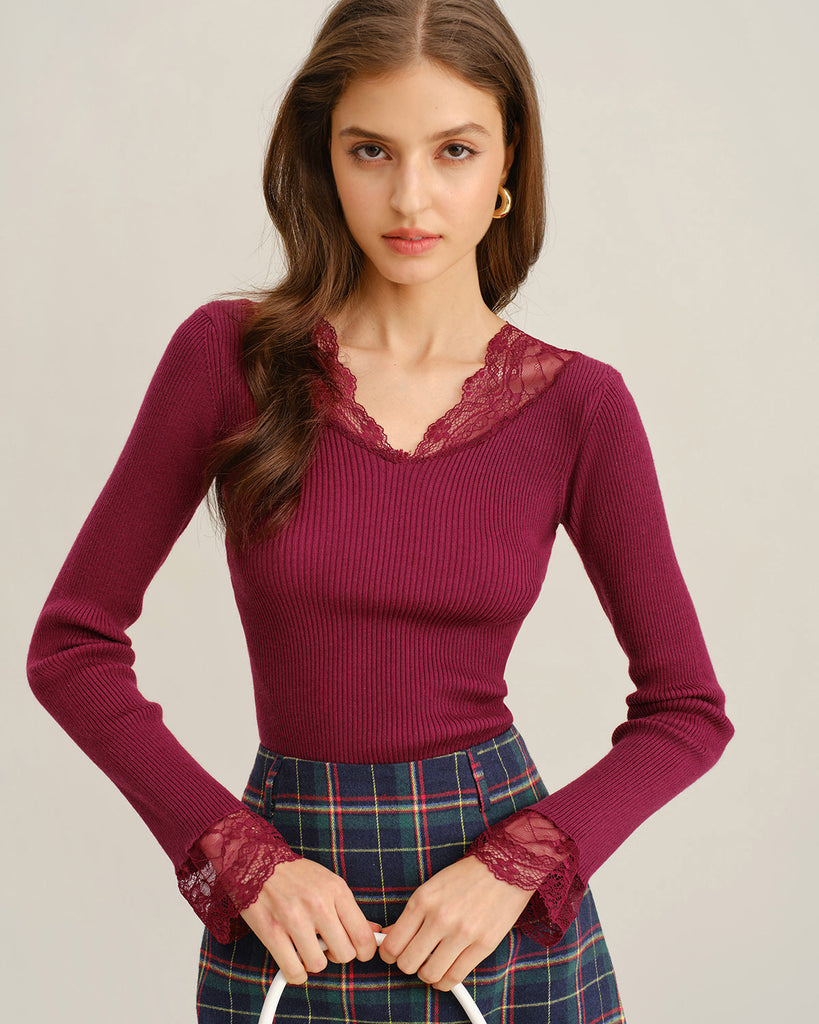 Women Knitted Polyester Knits Tops - RIHOAS